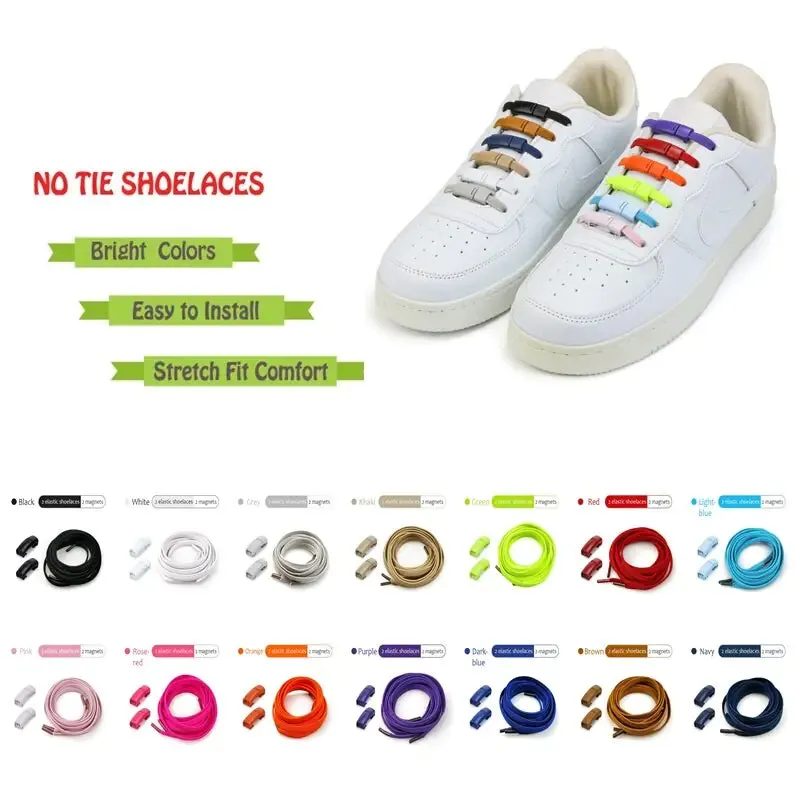 19 Color Magnetic Lock Shoelaces Elastic No tie Shoe Laces