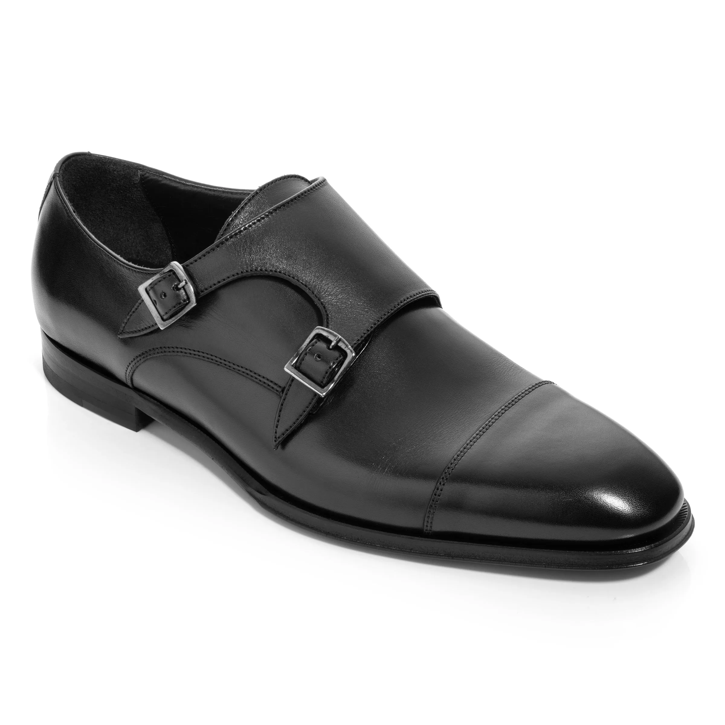 Addison Black Calf Double Buckle Monkstrap