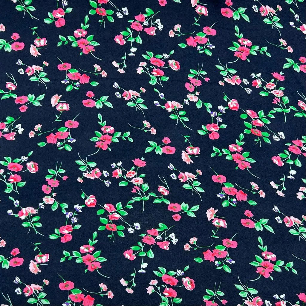 All Over Blossoms Viscose Challis Fabric