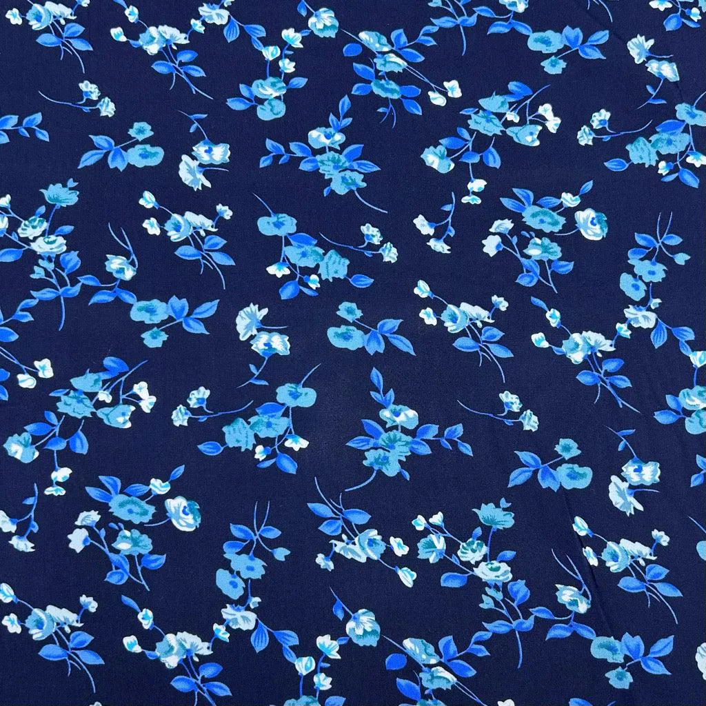 All Over Blossoms Viscose Challis Fabric