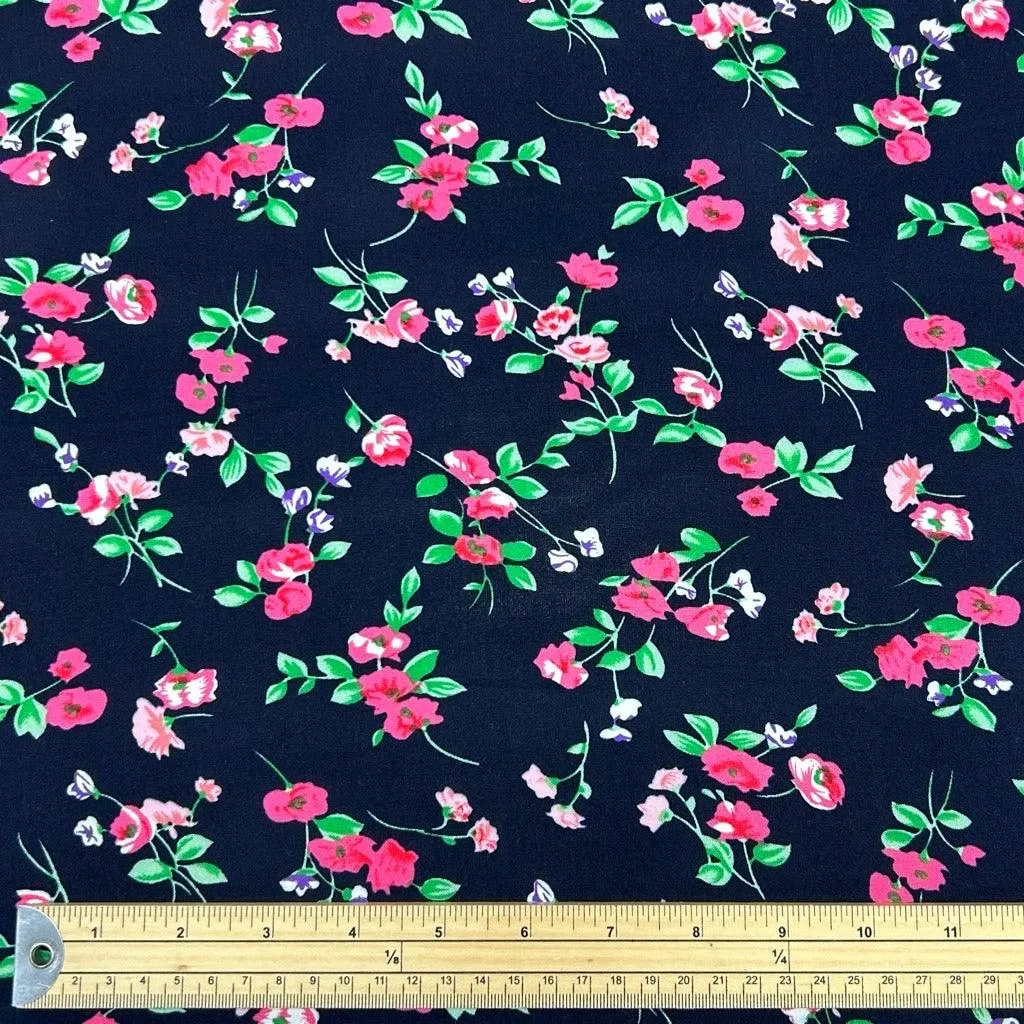 All Over Blossoms Viscose Challis Fabric