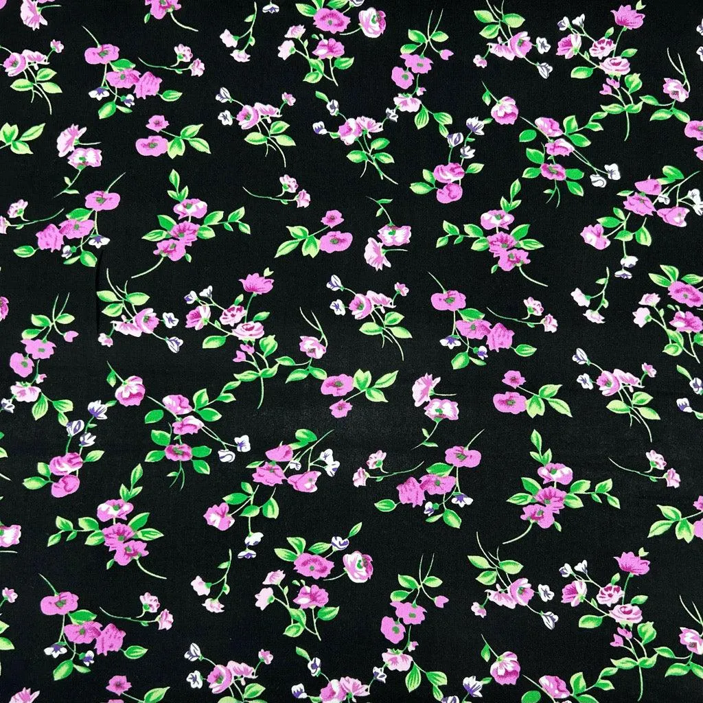 All Over Blossoms Viscose Challis Fabric