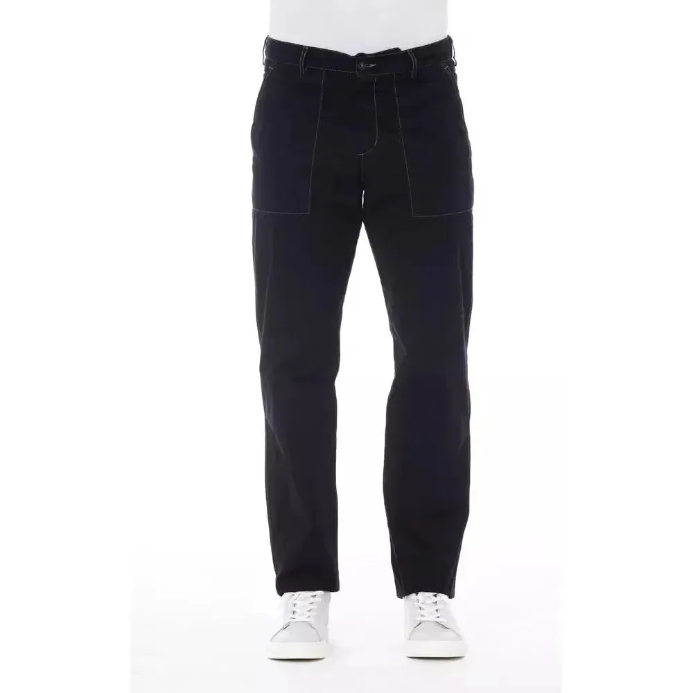 Alpha Studio Blue Cotton Men Pants