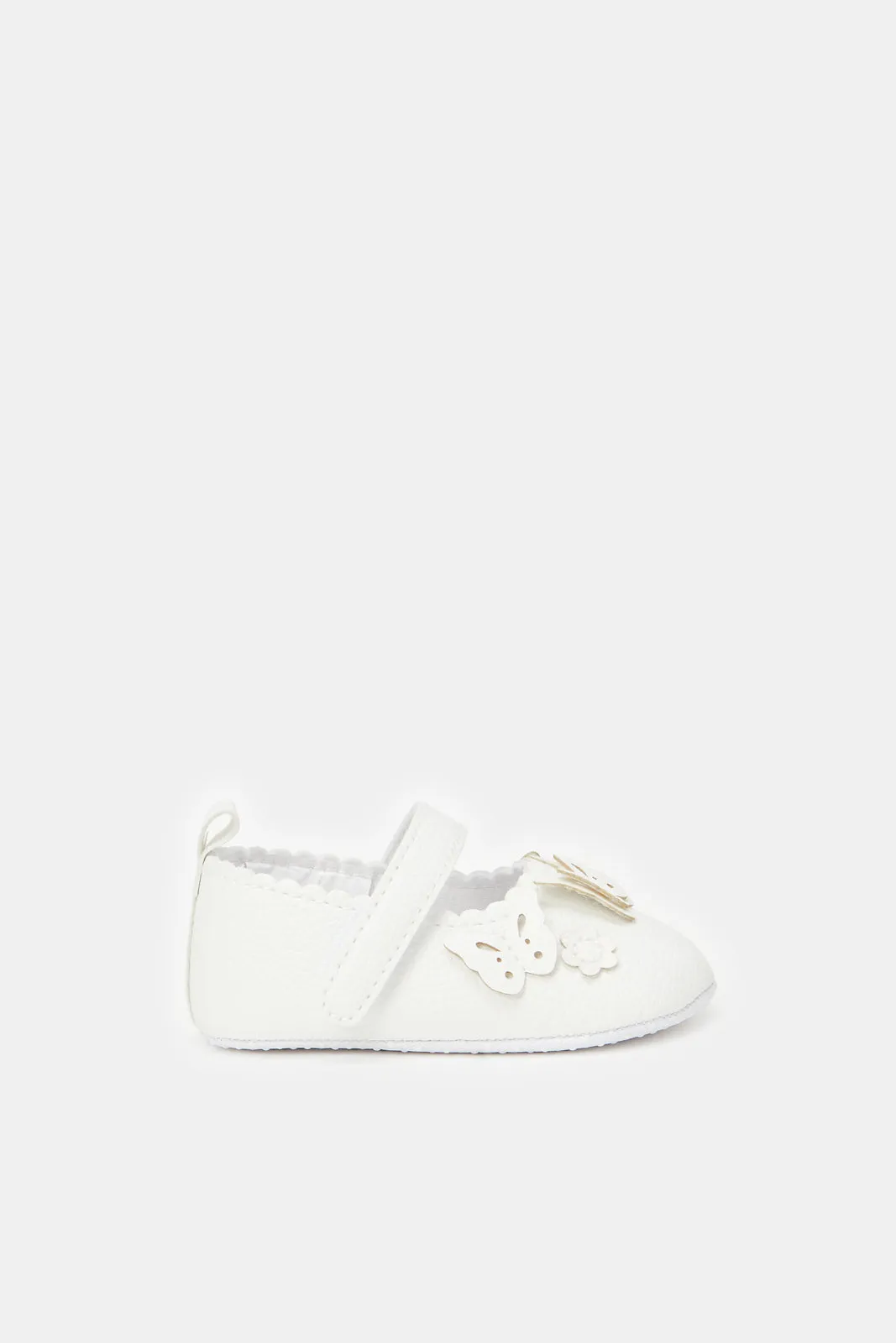 Babies White Butterfly Pram Shoes