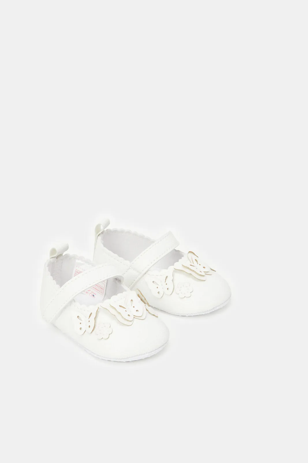 Babies White Butterfly Pram Shoes