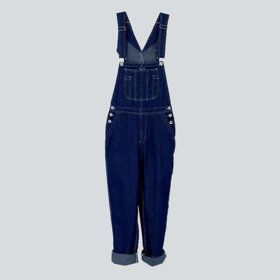 Baggy women denim bib overall