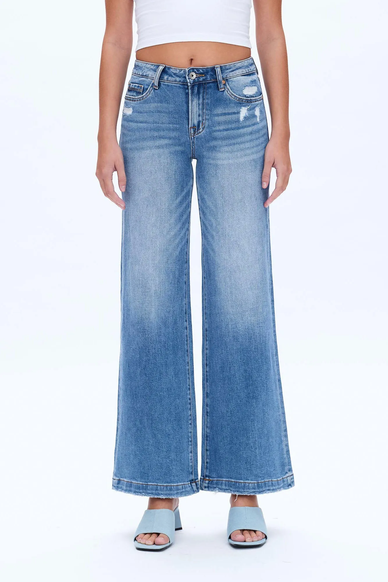 Bayeas Mid Rise Wide Leg Jeans