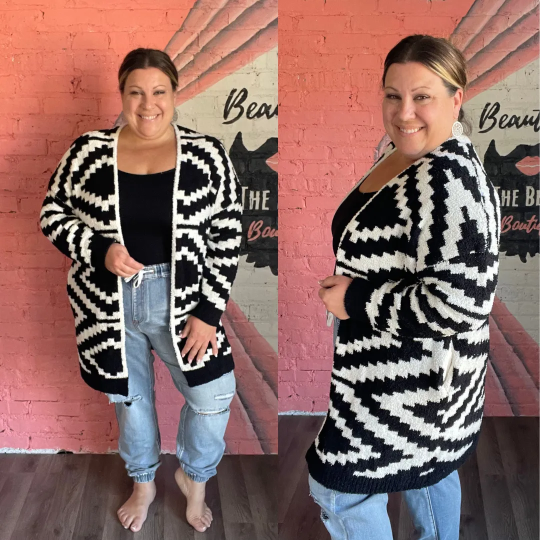 Black & White Aztec Cloud Cardigan