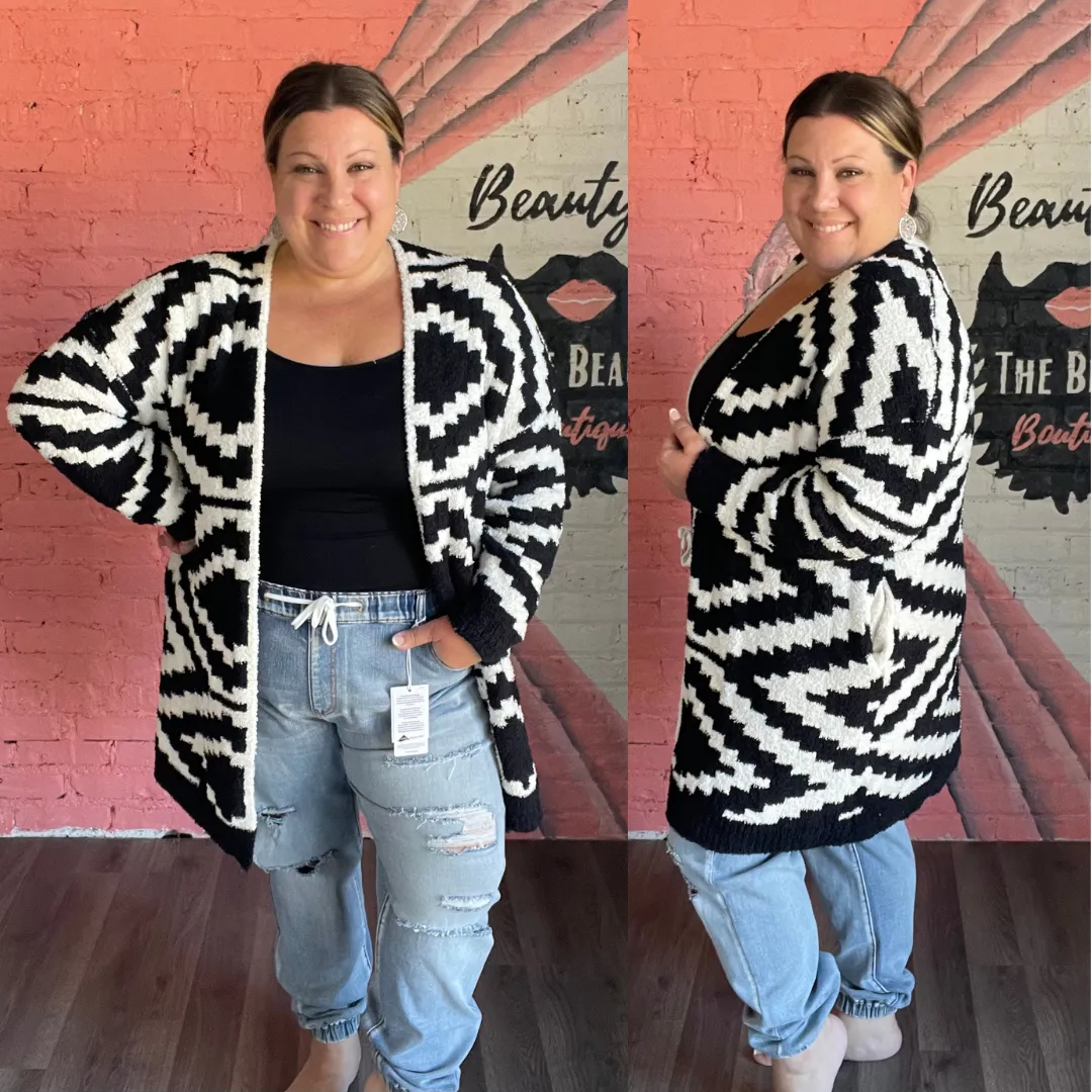 Black & White Aztec Cloud Cardigan