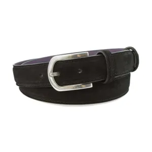 Black narrow suede belt with silver buckle