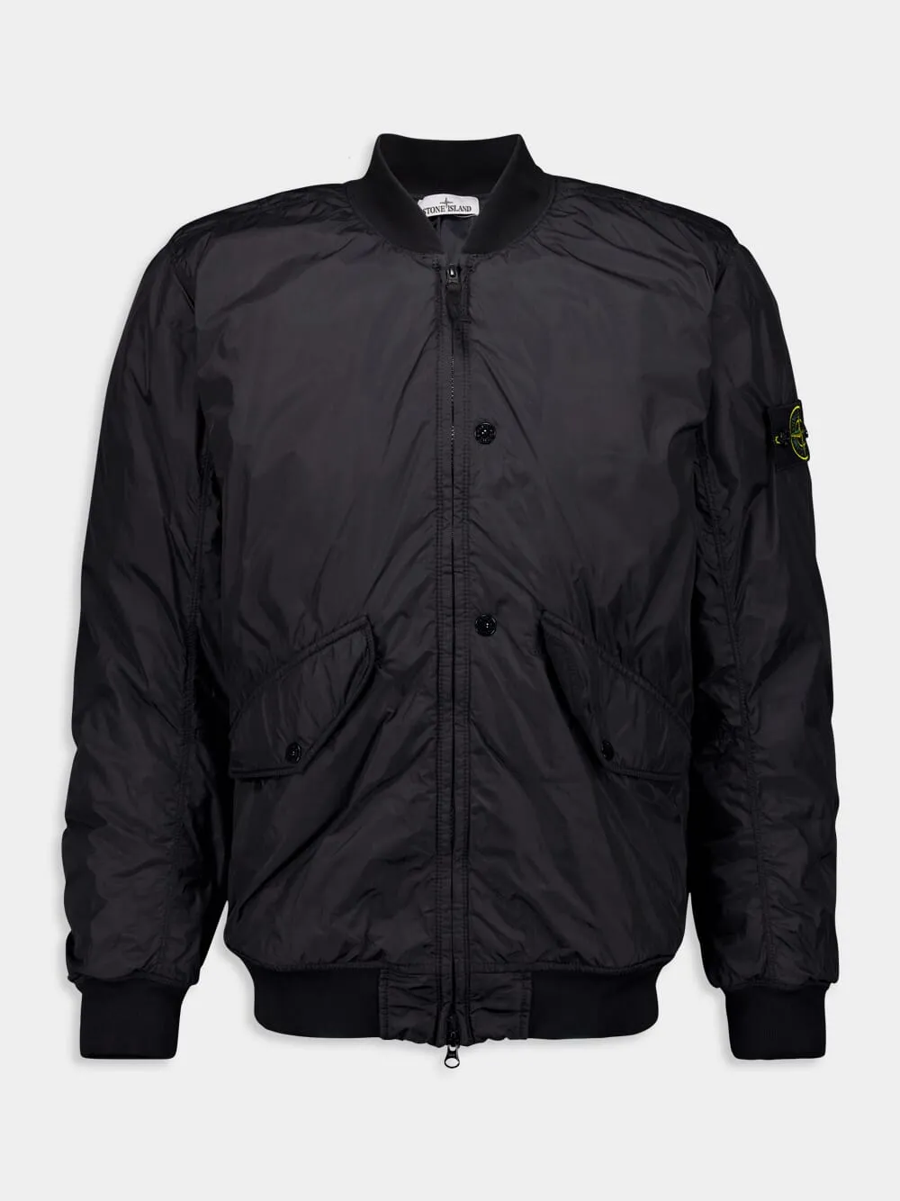 Black Wind-Resistant Bomber Jacket