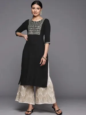 Black Yoke Design Rayon Straight Kurta