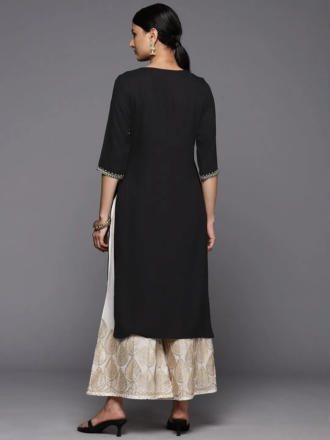 Black Yoke Design Rayon Straight Kurta