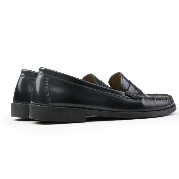 BOYS BLACK LEATHER MOCCASIN SHOE