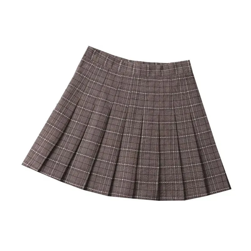 Brown Pleated Mini Skirts