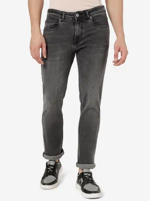 Charcoal Grey Solid Straight Fit Jeans | Greenfibre