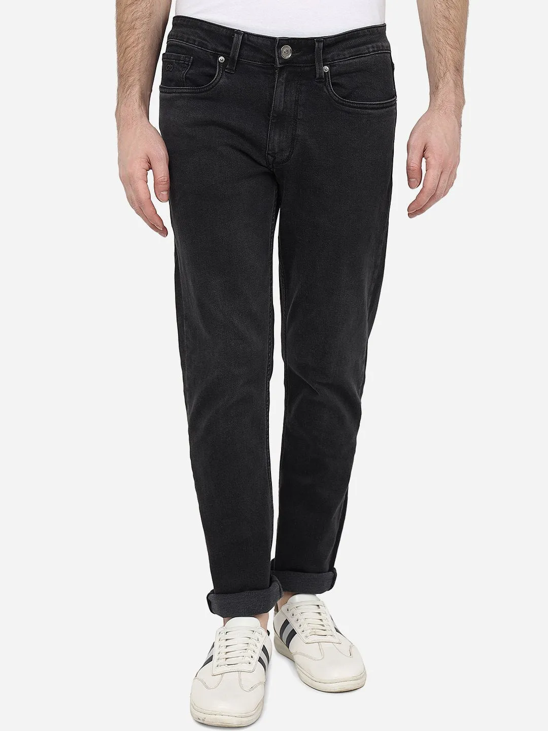 Charcoal Grey Washed Straight Fit Jeans | JadeBlue