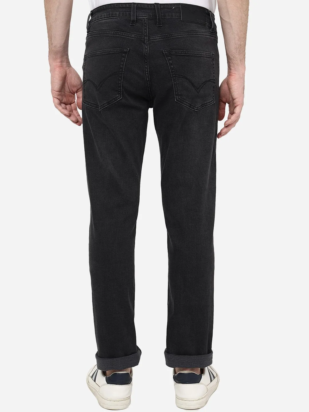 Charcoal Grey Washed Straight Fit Jeans | JadeBlue