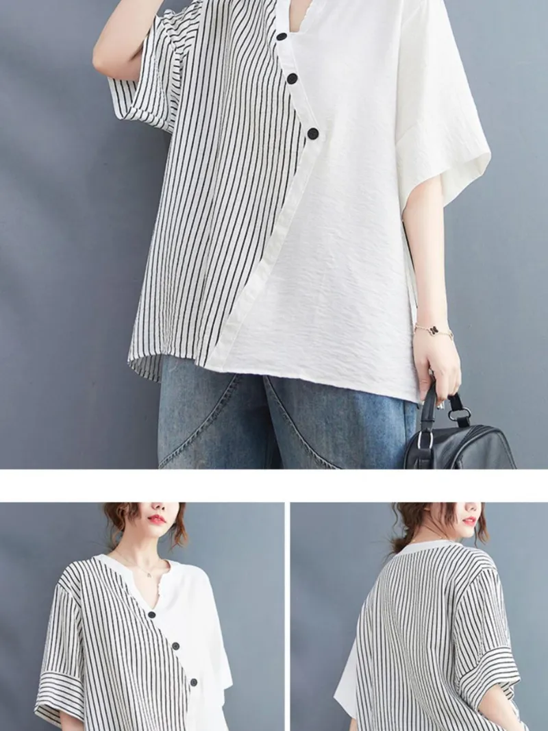 Charming Women's Button-Up Striped Tops