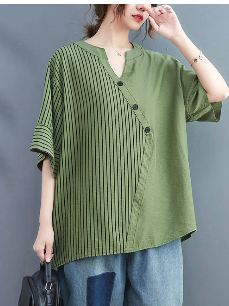 Charming Women's Button-Up Striped Tops