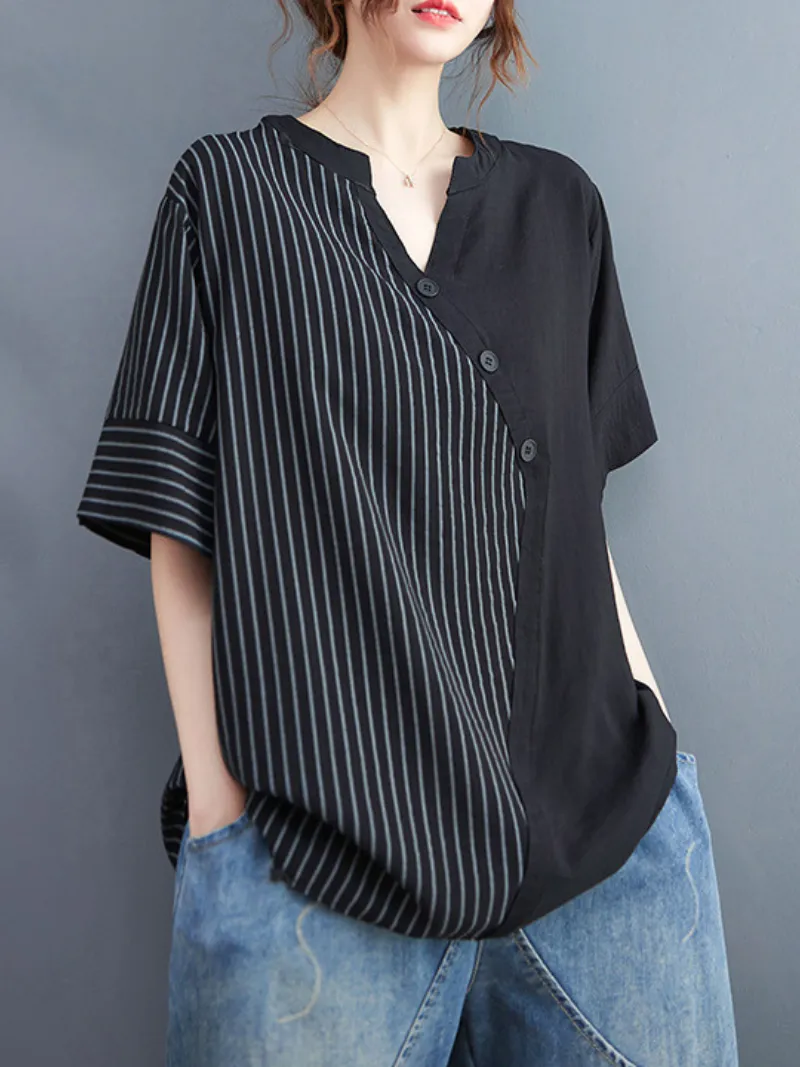 Charming Women's Button-Up Striped Tops