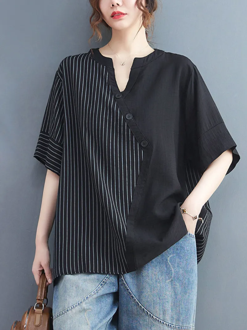 Charming Women's Button-Up Striped Tops