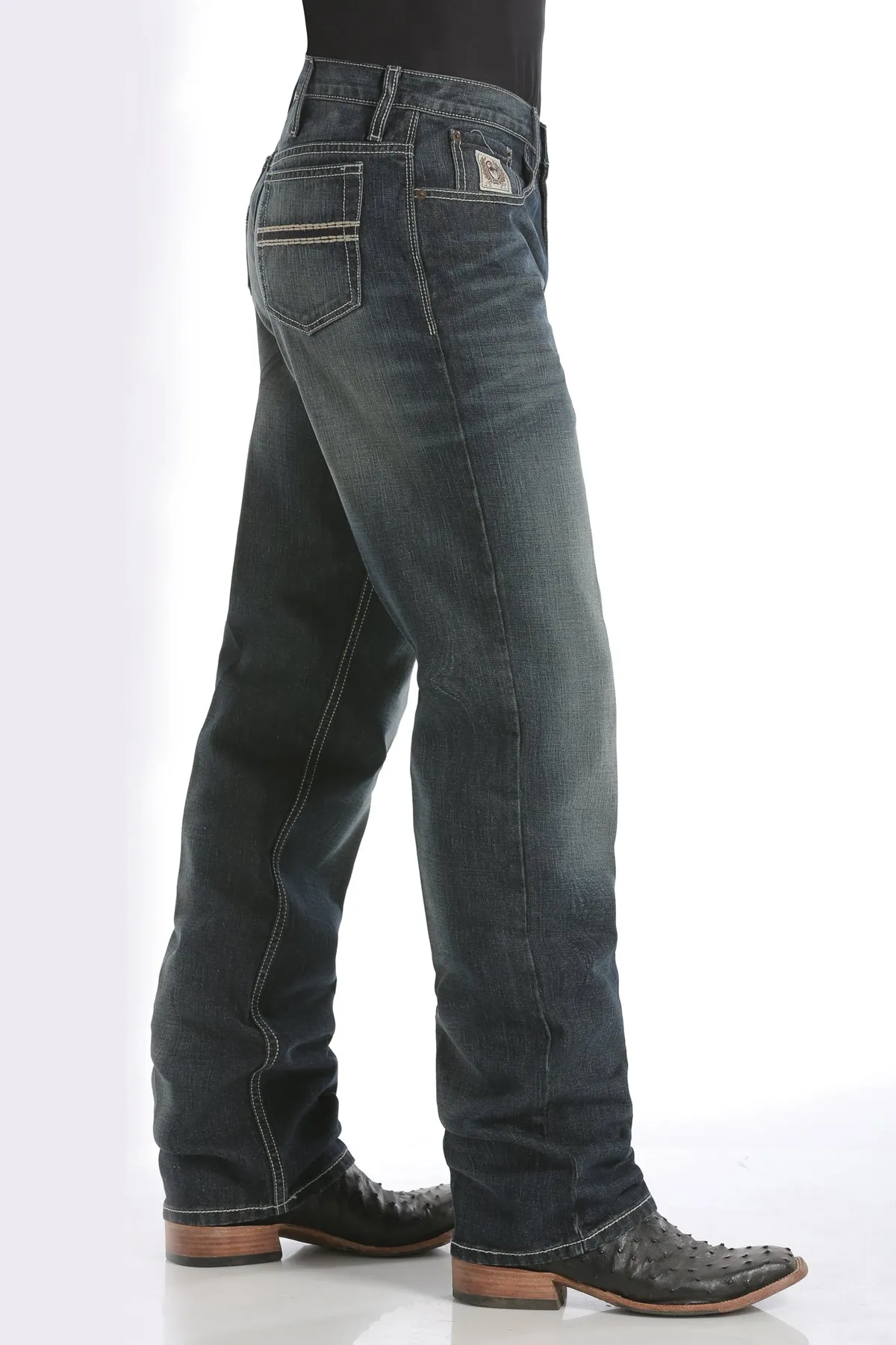 Cinch Men's White Label Relaxed Straight in Dark Stonewash