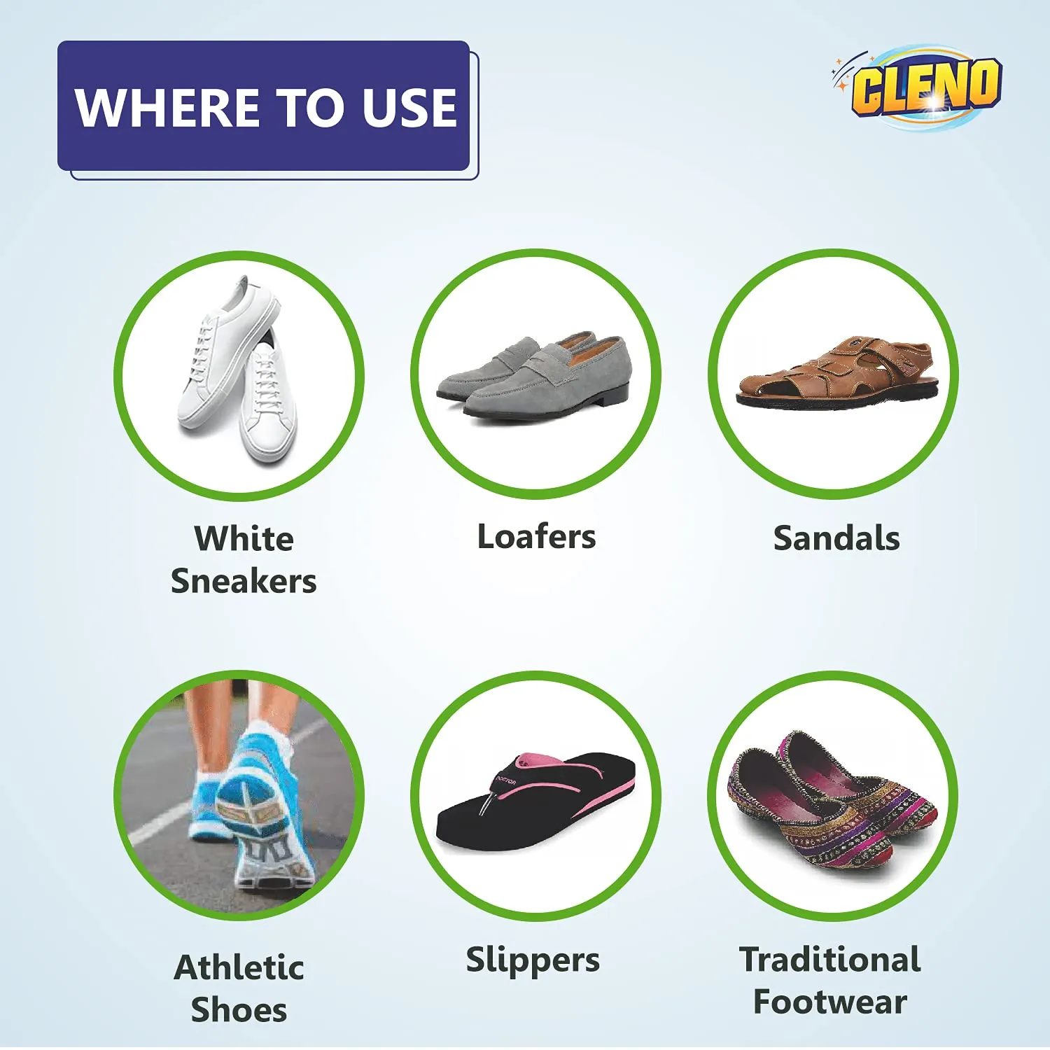 Cleno Shoe Cleaner Wet Wipes For Shoes/Loafers/Sandals/Slippers/Traditional Footwear/Athletic Shoes/Sneakers/White Shoes/Golf-Tennis Shoes/Scrub Off Dirt/Mud - 50 Wipes (Ready to Use) (Pack of 5)