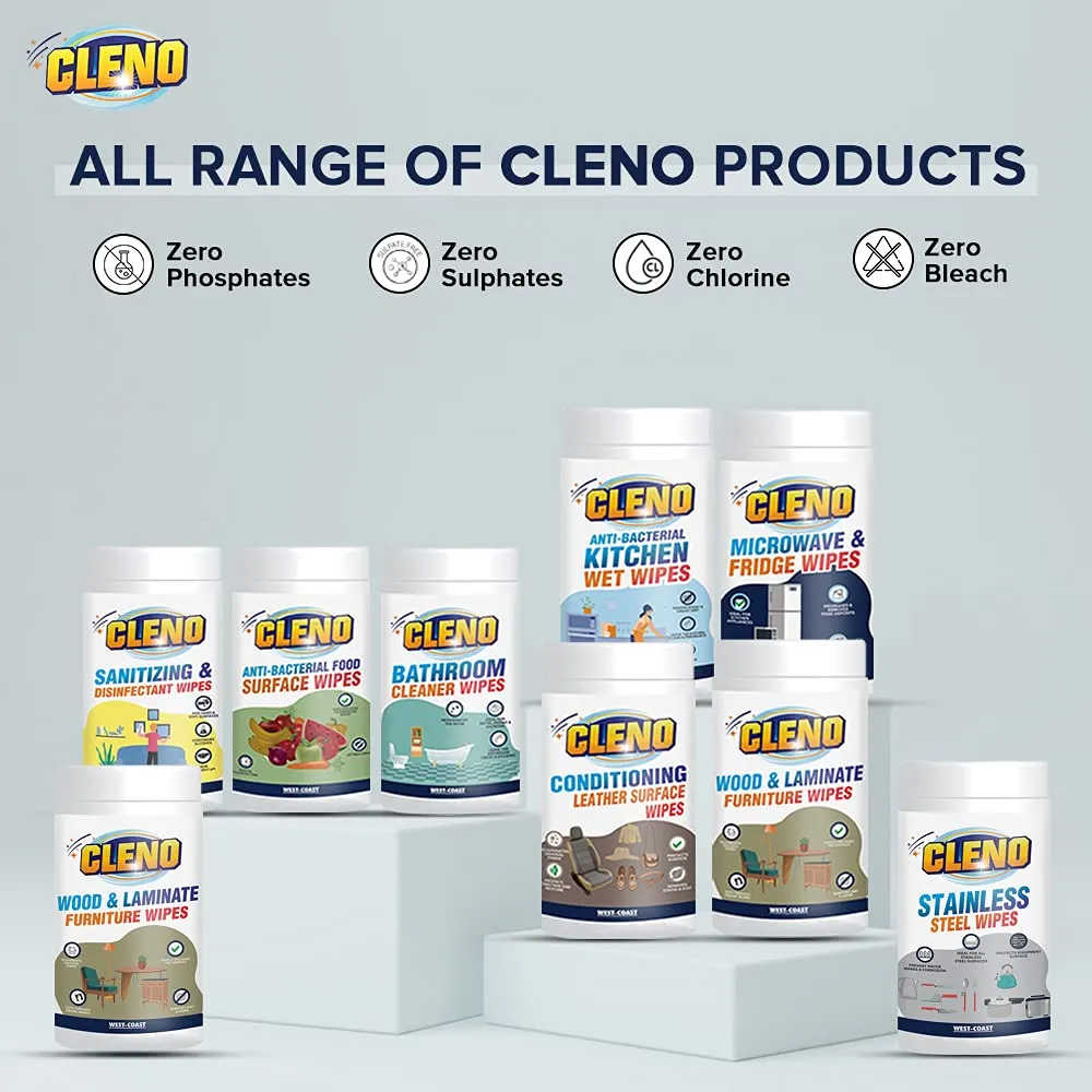 Cleno Shoe Cleaner Wet Wipes For Shoes/Loafers/Sandals/Slippers/Traditional Footwear/Athletic Shoes/Sneakers/White Shoes/Golf-Tennis Shoes/Scrub Off Dirt/Mud - 50 Wipes (Ready to Use) (Pack of 5)