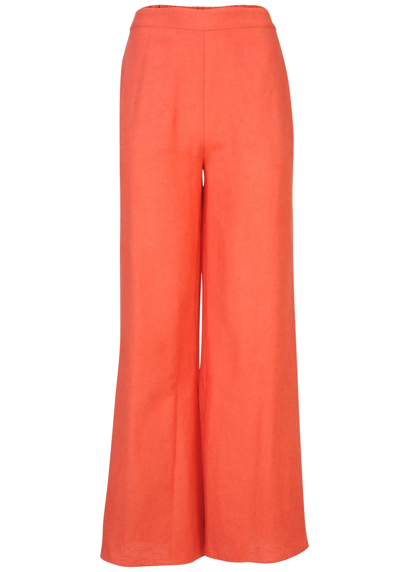 Cotton Linen Side Slit Pant - Burnt Orange