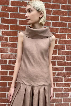 Cowl Neck Sleeveless Top in Nomad