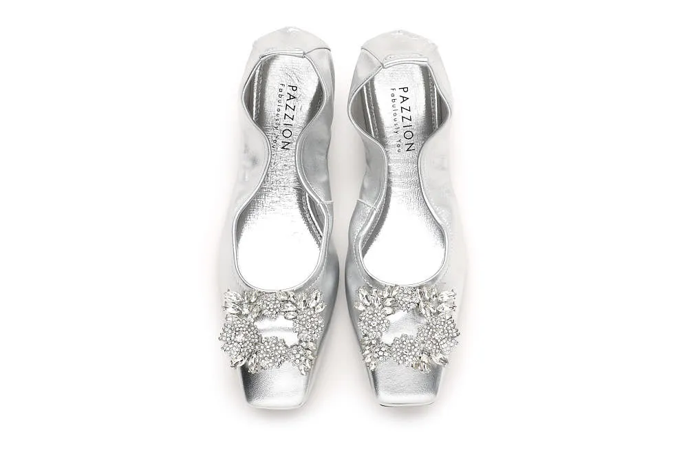 Crystal Embellished Buckle Foldable Flats