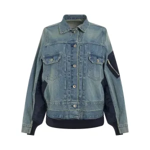 Denim & Nylon Twill Jacket in Light Blue