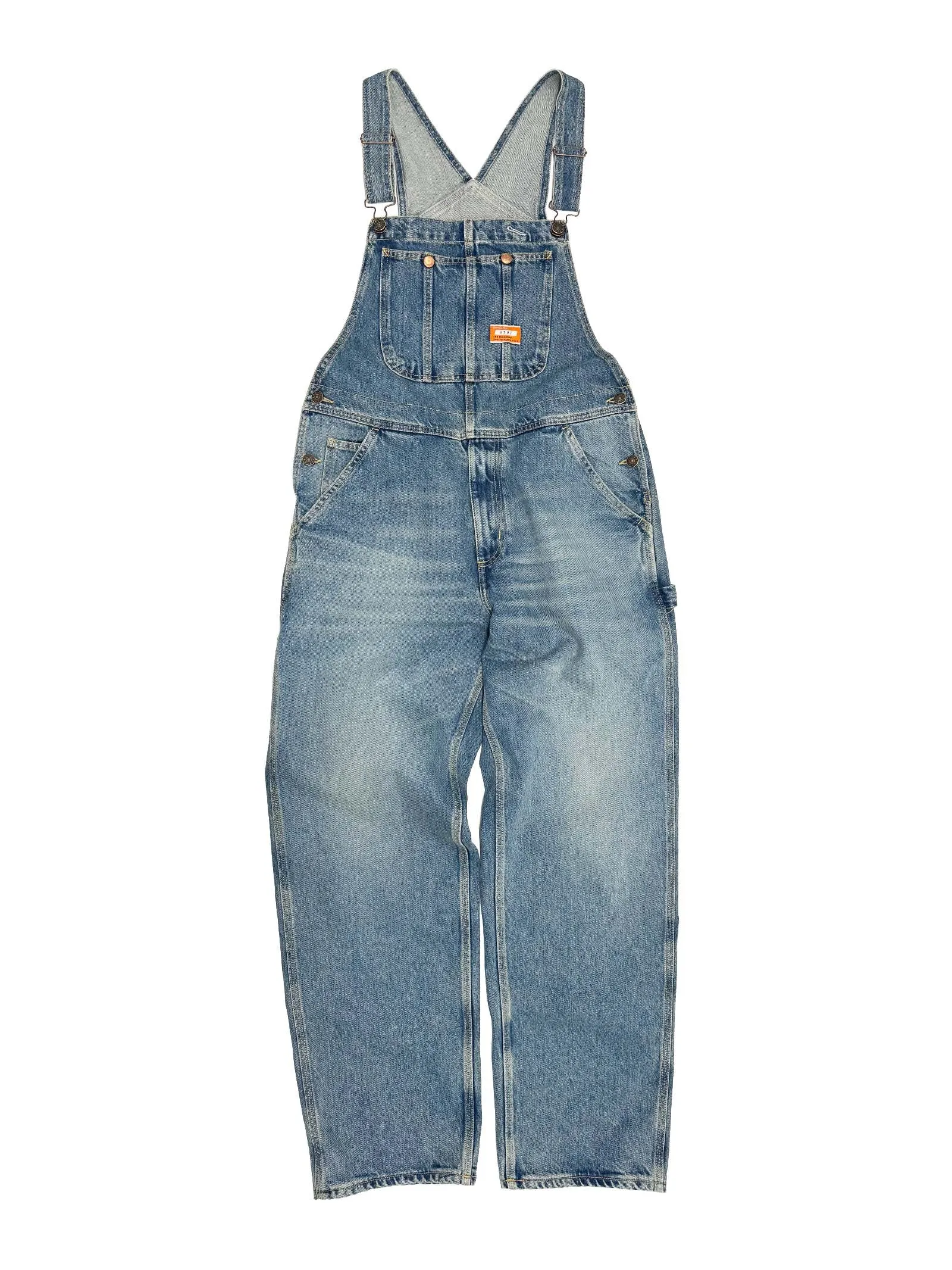 Denim Overalls in Vintage Stone Blue