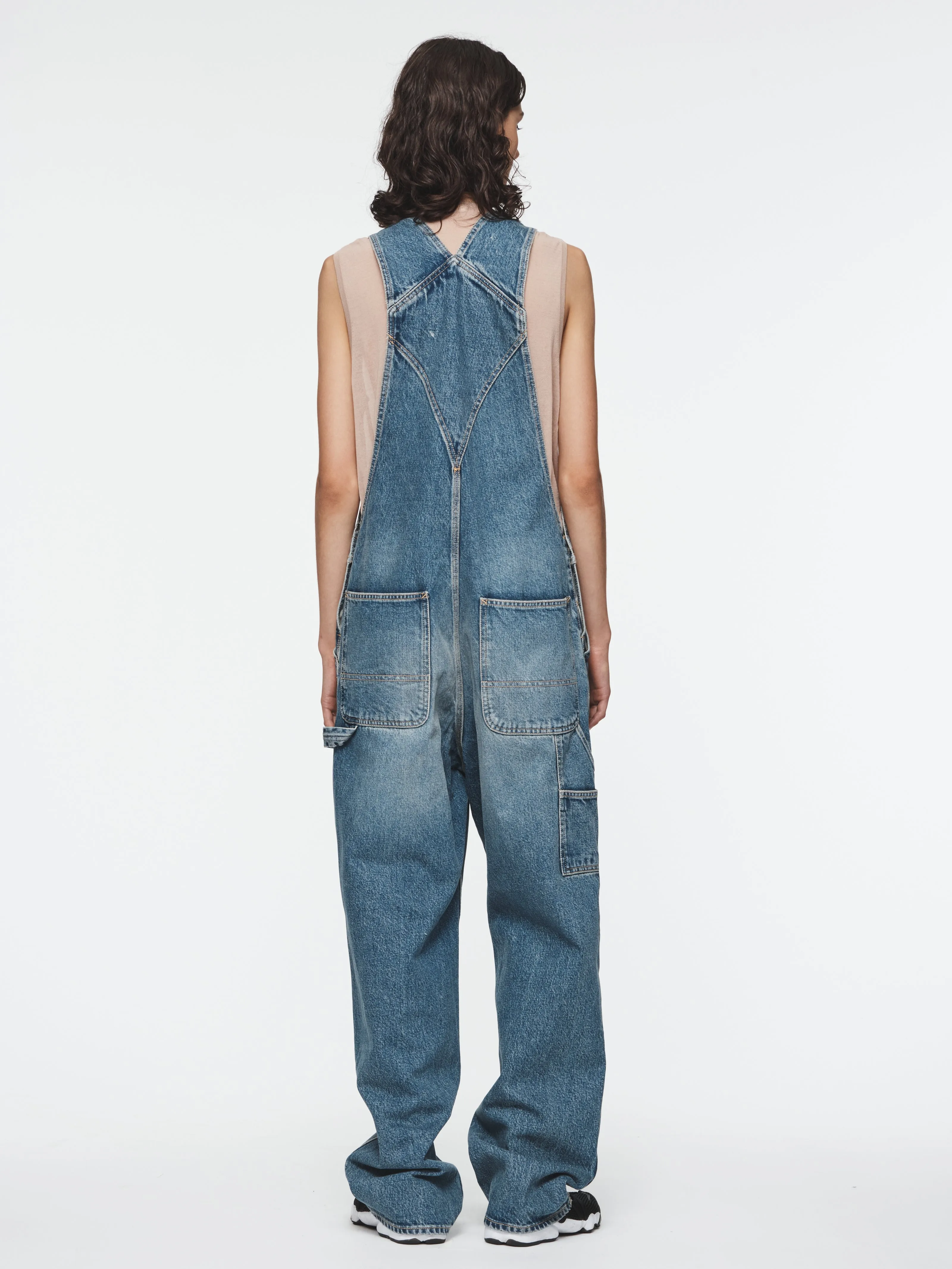 Denim Overalls in Vintage Stone Blue