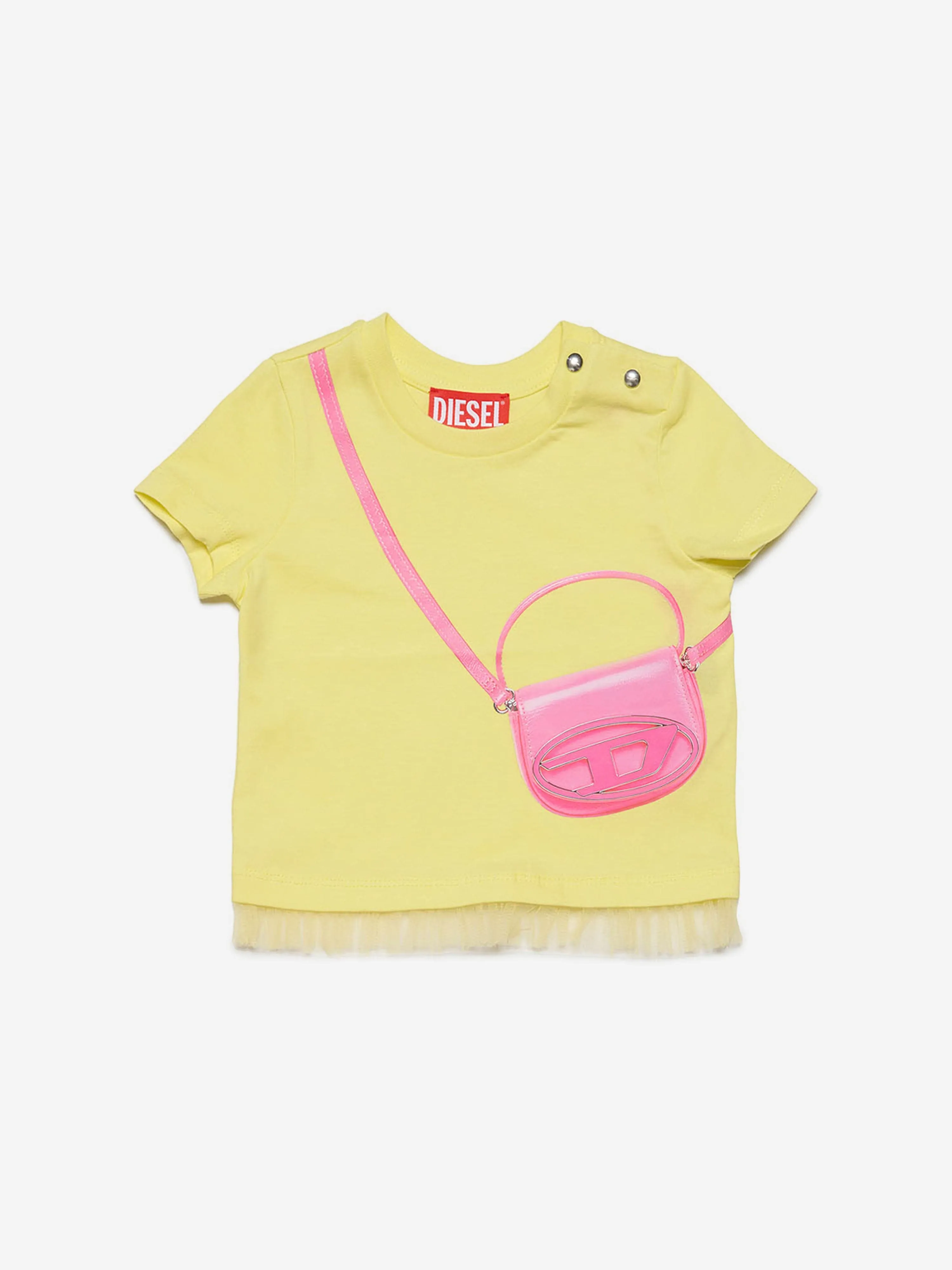 Diesel Baby Girls Bag Print T-Shirt in Yellow