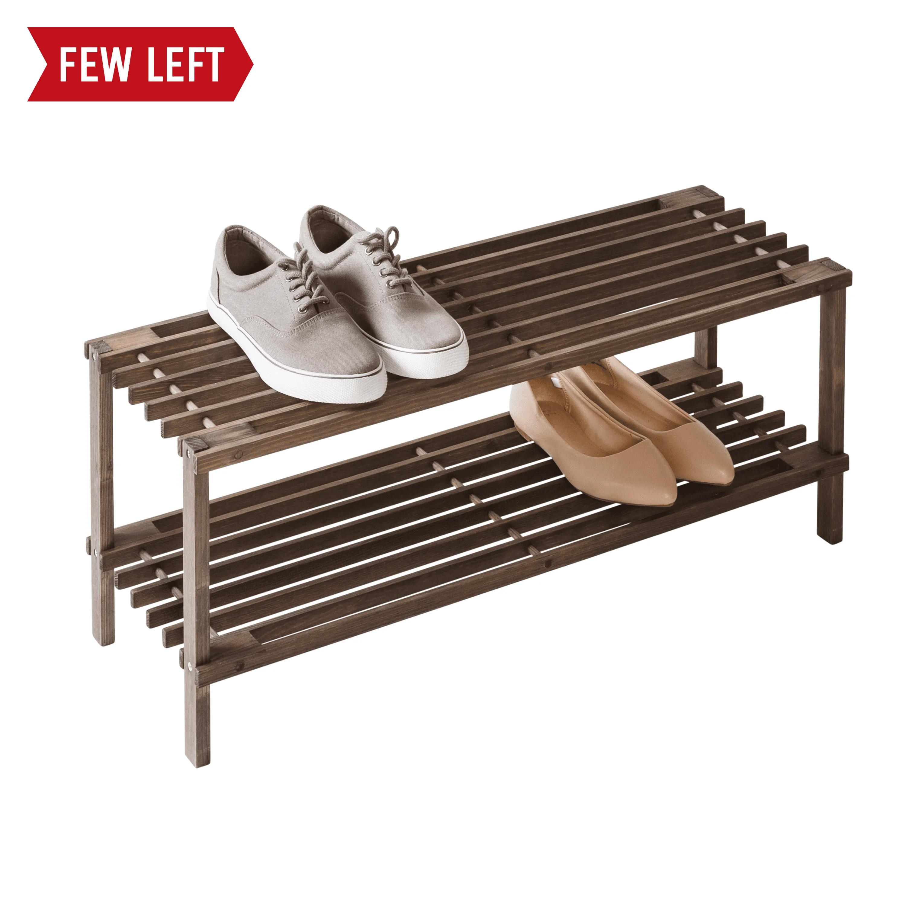 Espresso 2-Tier Wood Shoe Rack