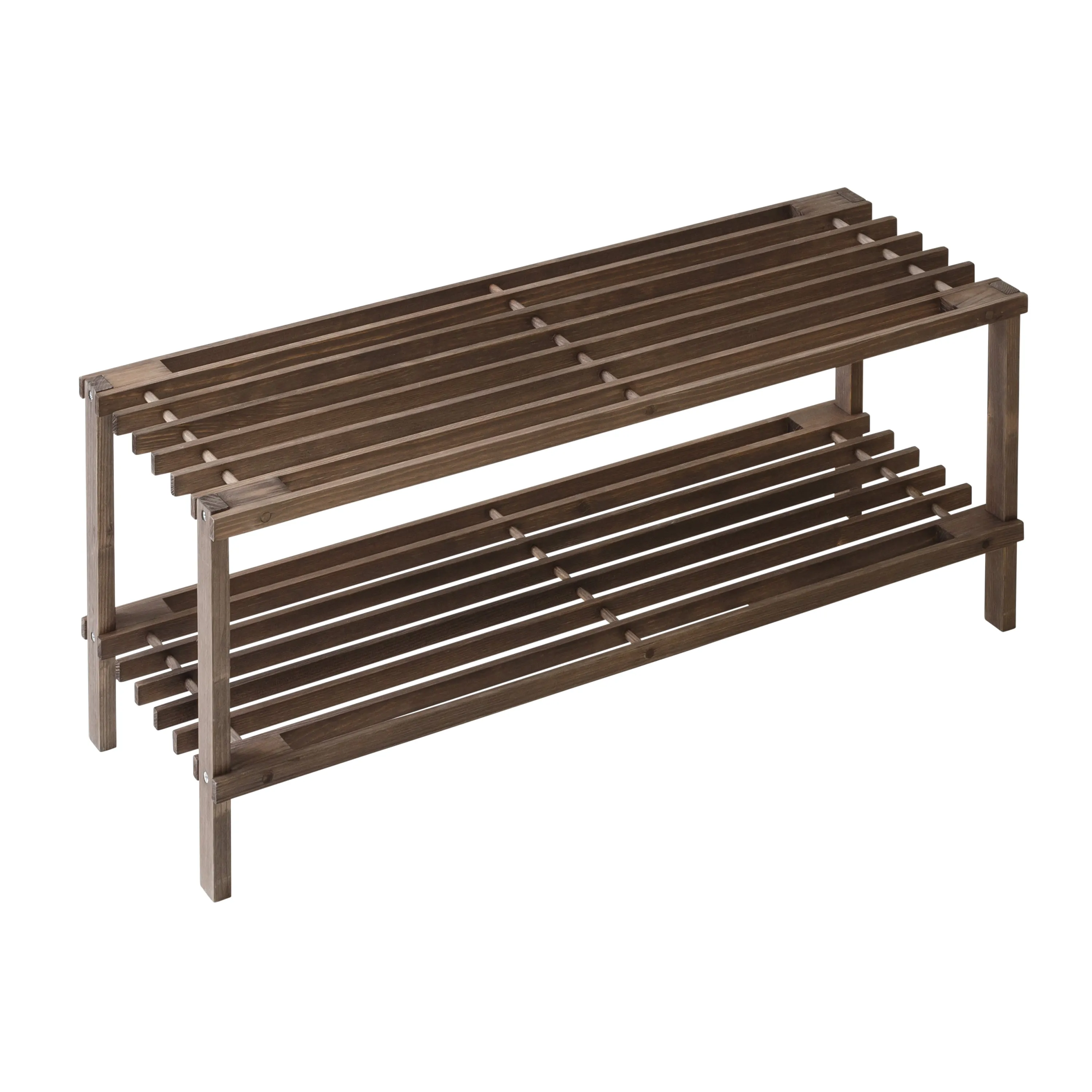 Espresso 2-Tier Wood Shoe Rack