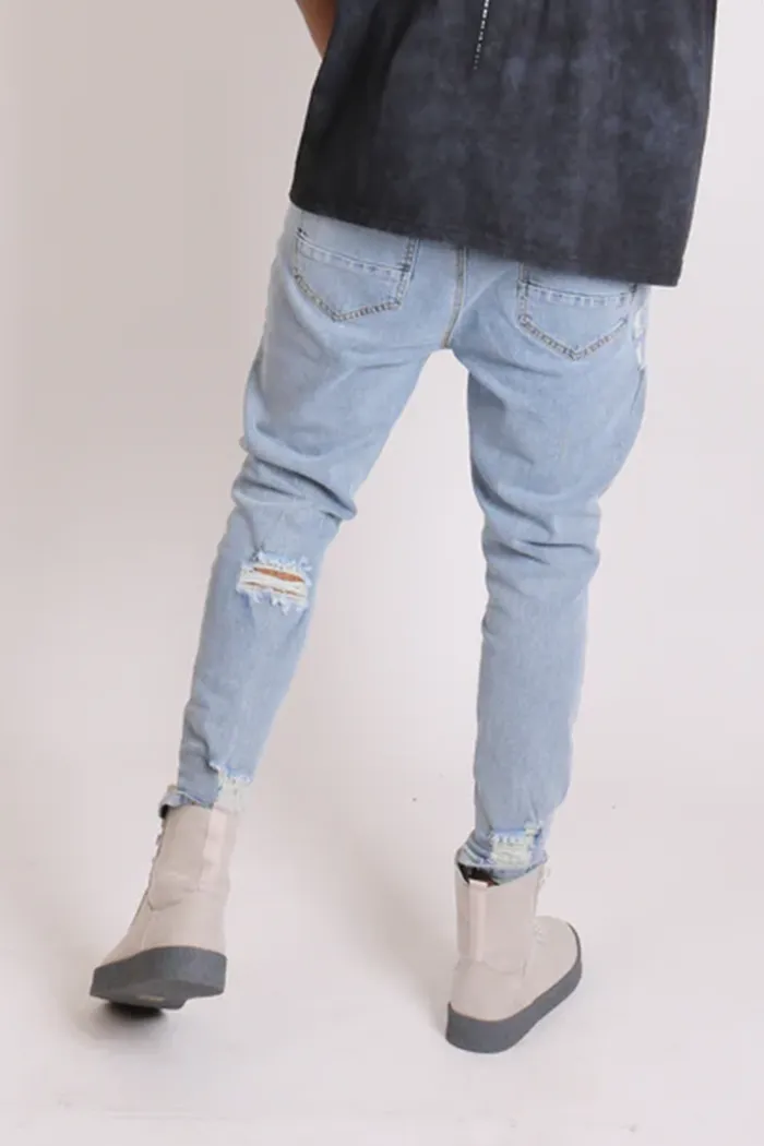 Faro Slim Fit Stretch Denim Jeans With Distressing