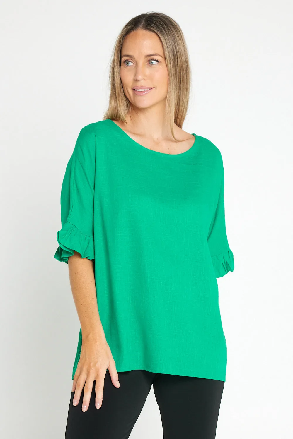 Farrah Linen Top - Jade