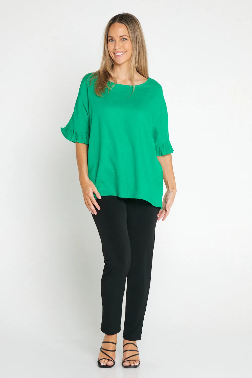 Farrah Linen Top - Jade