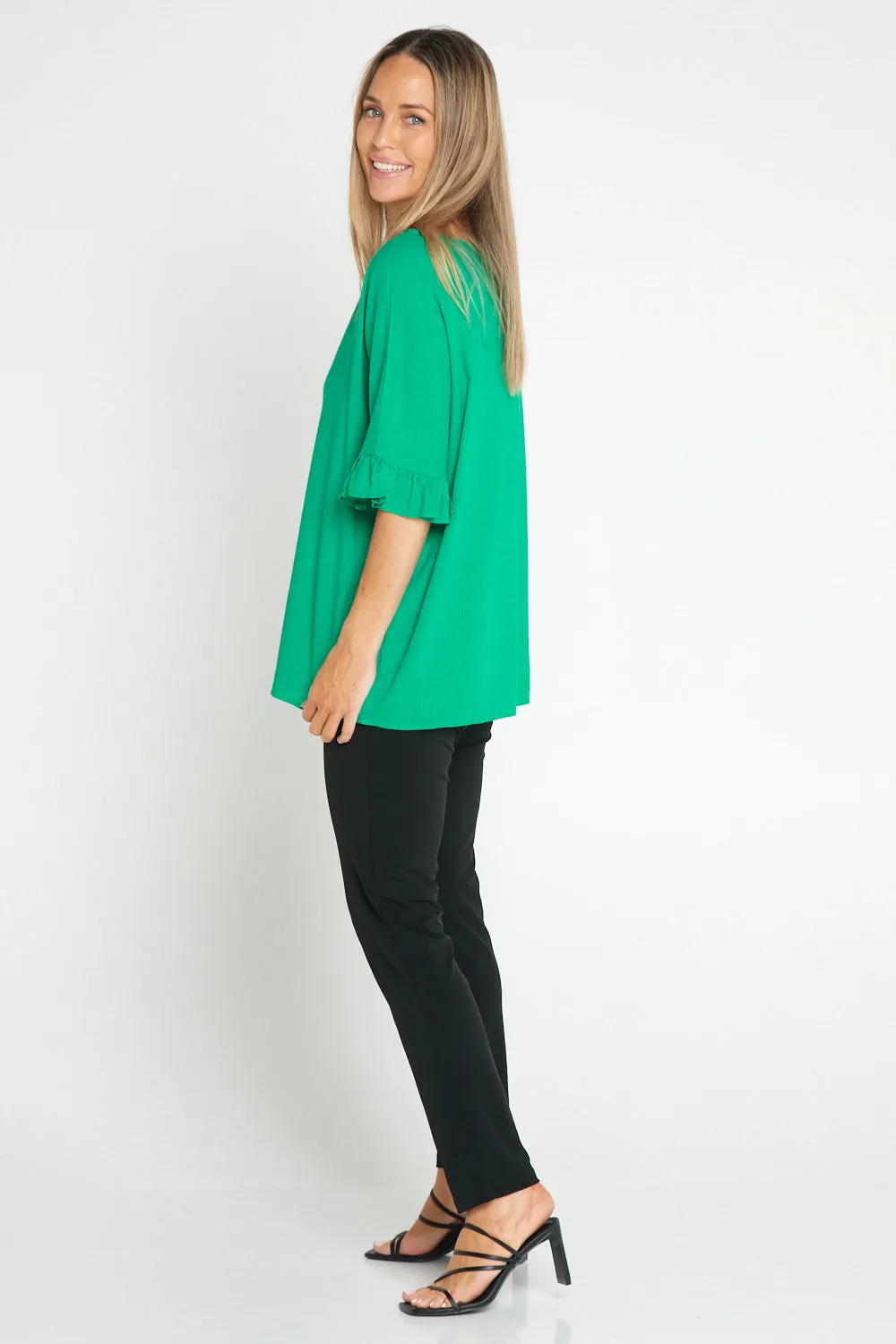 Farrah Linen Top - Jade