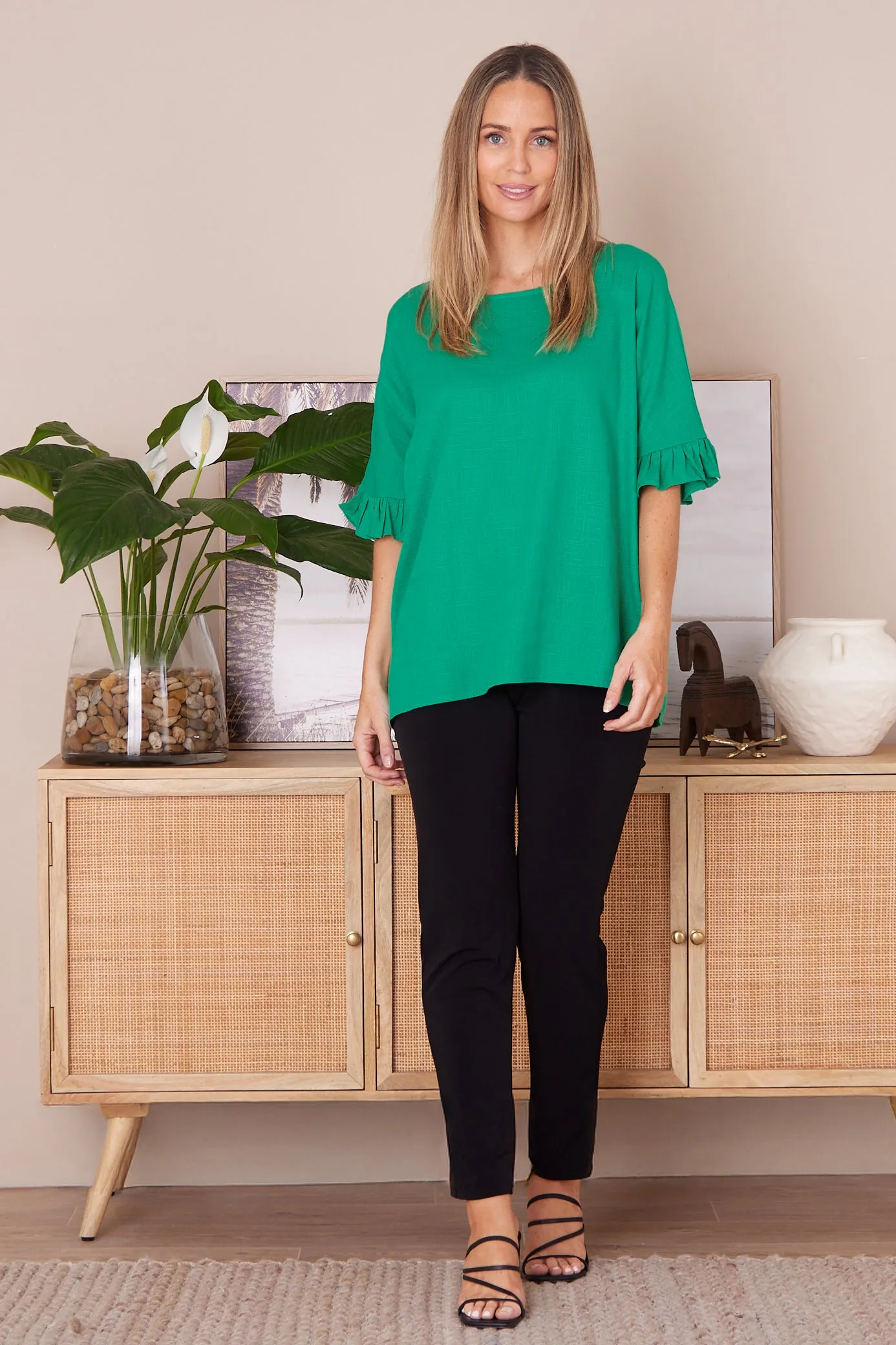 Farrah Linen Top - Jade