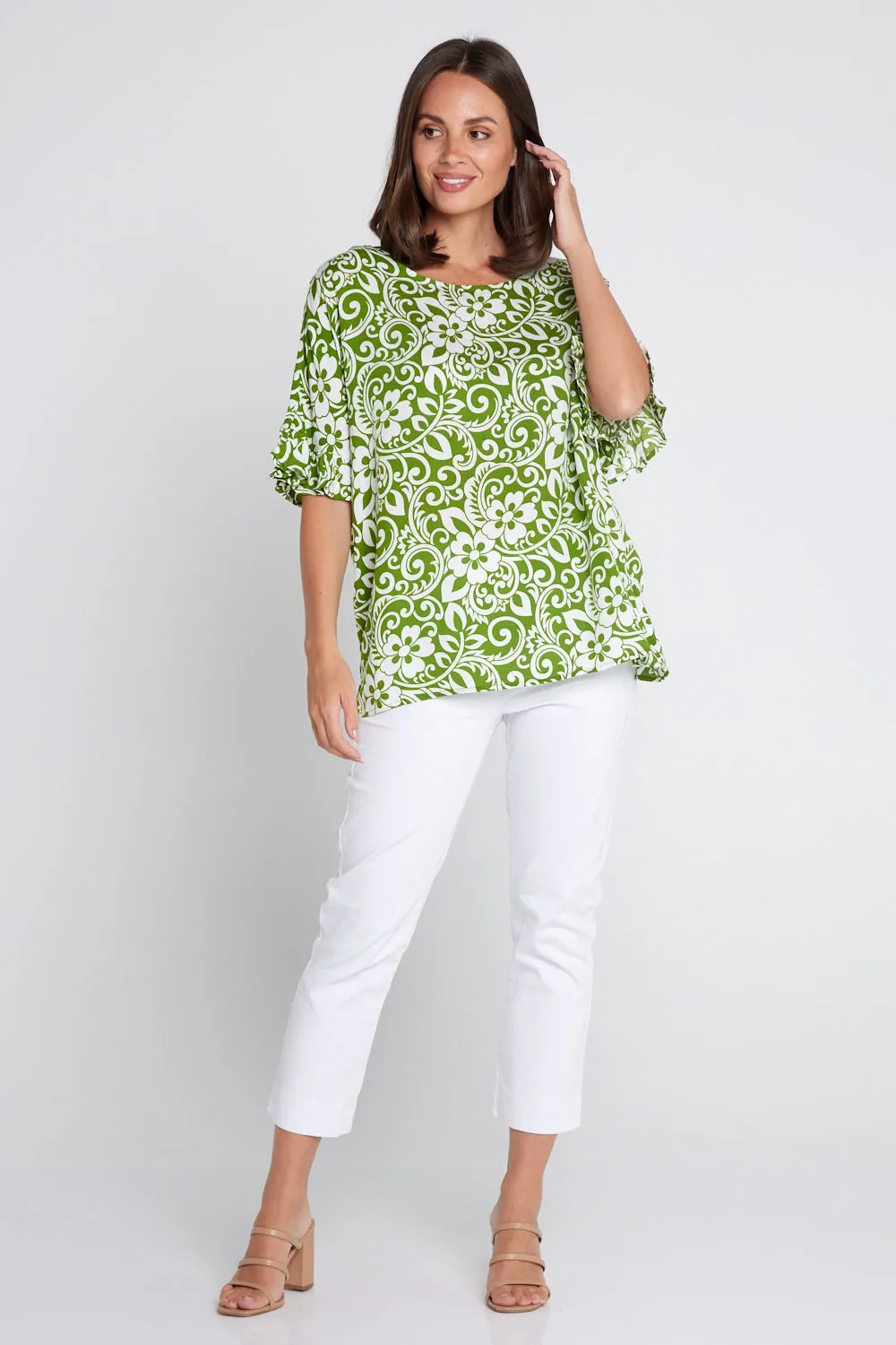 Farren Top - Green Print