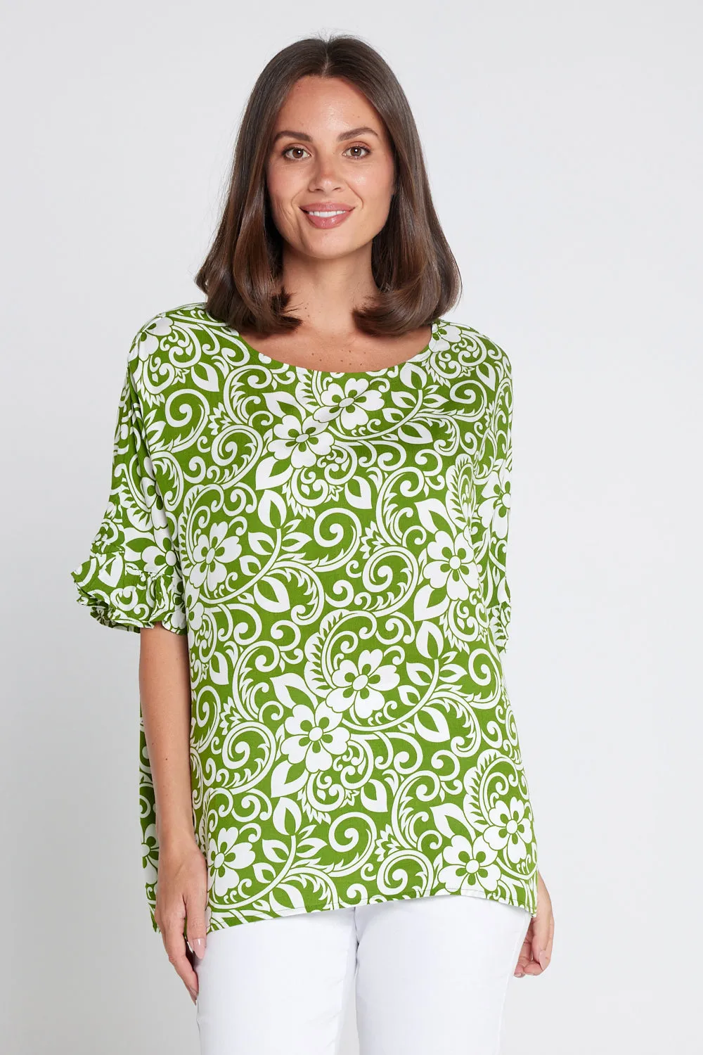 Farren Top - Green Print