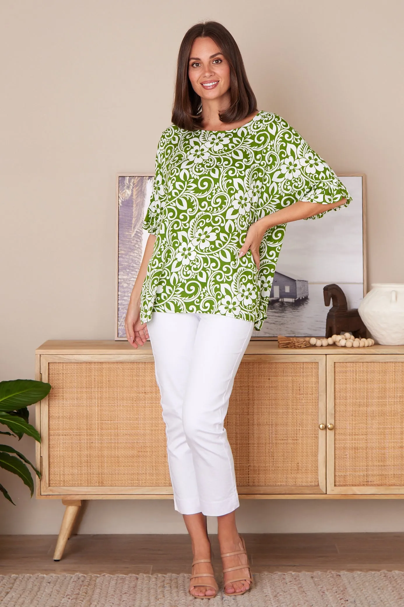 Farren Top - Green Print