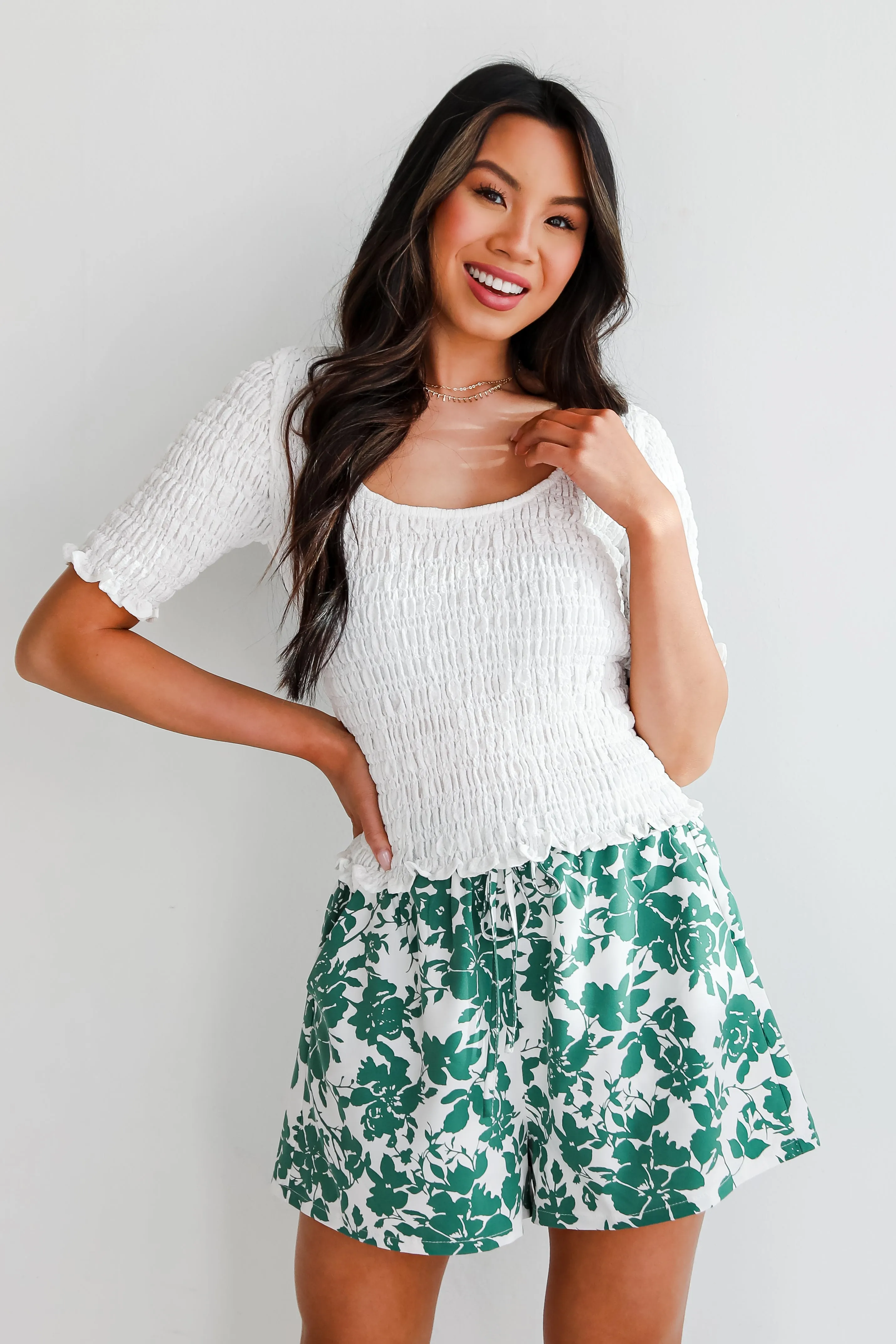 FINAL SALE - Dreamy Approach White Smocked Crop Top