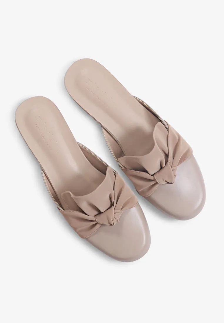 Flirty Ribbon Slip-On Flats - Beige