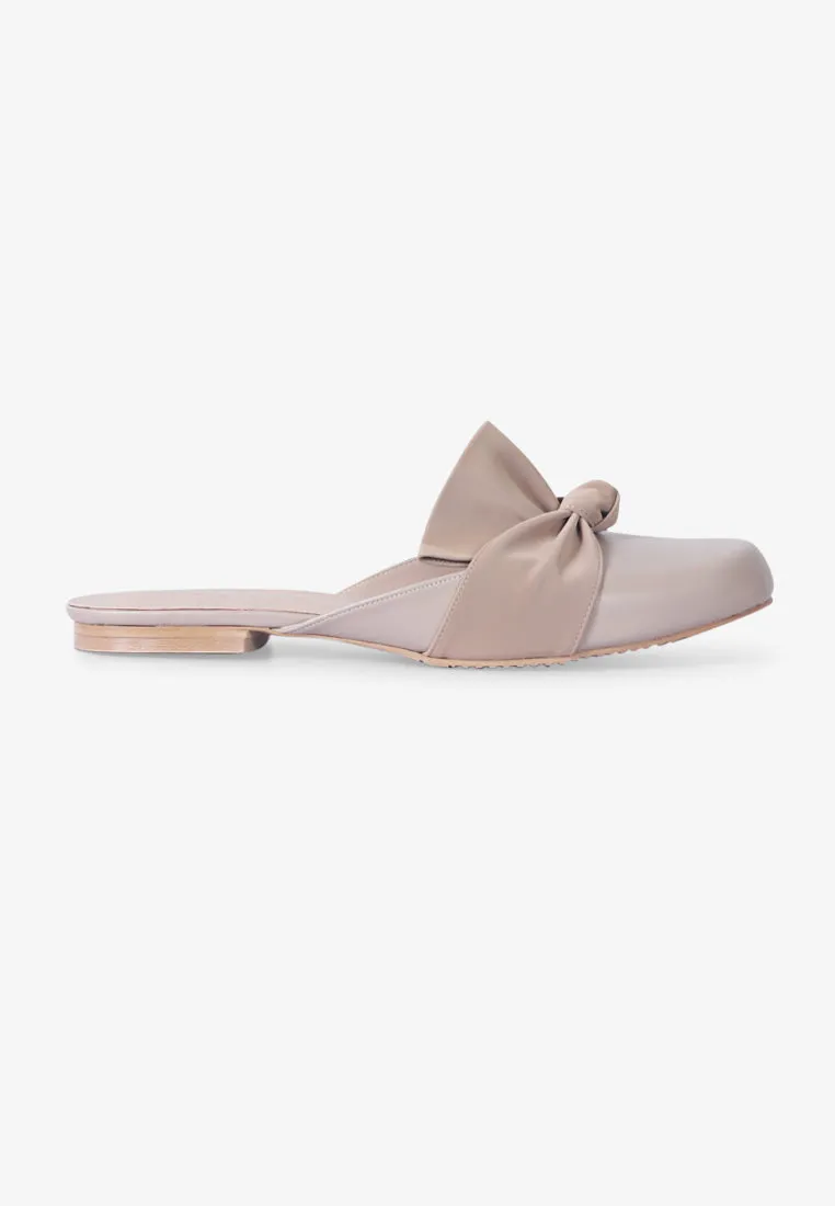 Flirty Ribbon Slip-On Flats - Beige