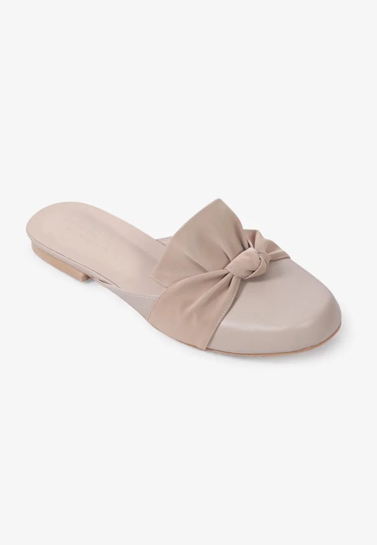 Flirty Ribbon Slip-On Flats - Beige